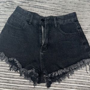 black jean shorts
